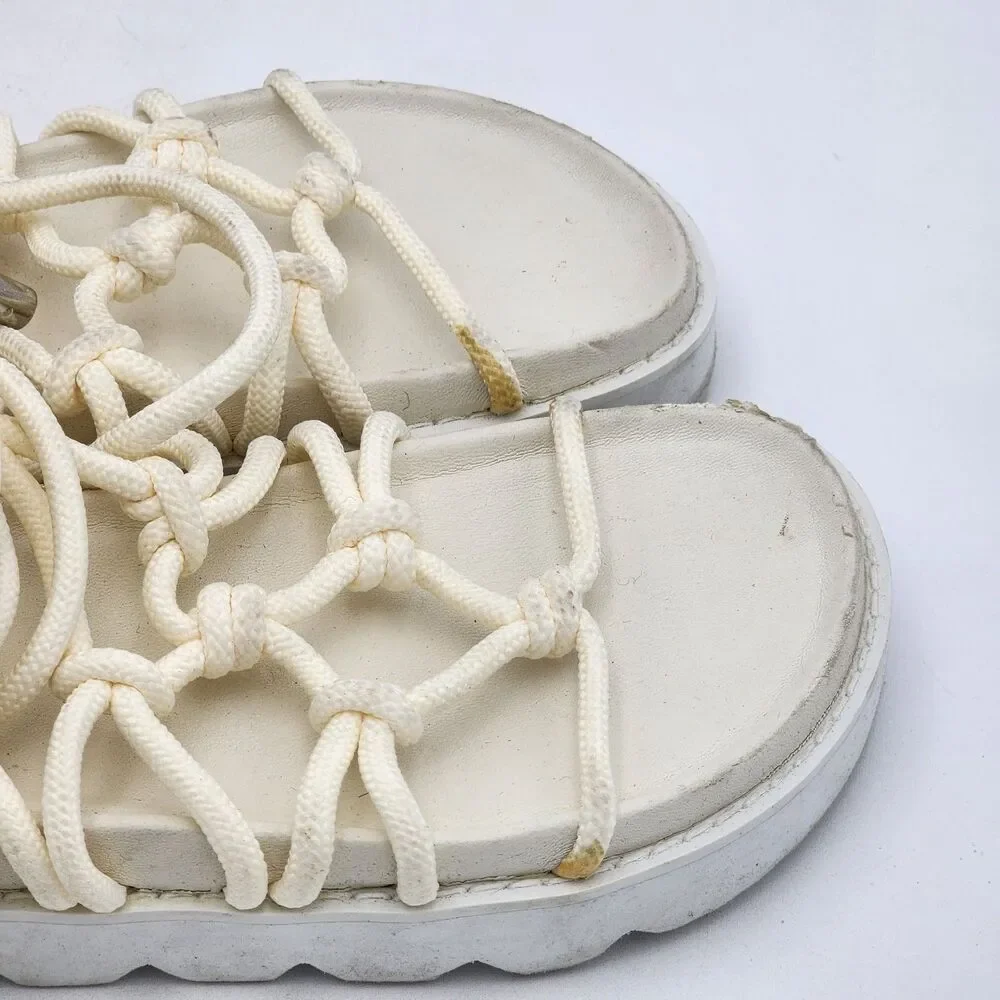 ASOS Design Fizzle Chunky Rope Sandals Platform Wrap Around White Size 7 US 5 UK